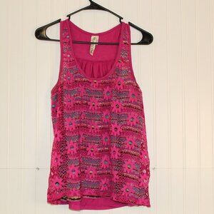 Ransom Lace Overlay Tank Top Size Large
